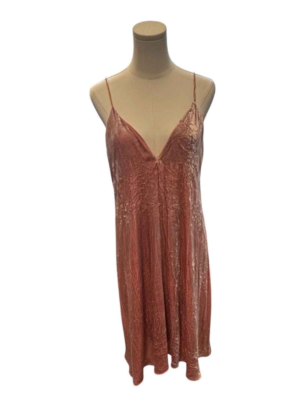 Theory Blush Pink Crushed Velvet Silk Blend Slip Dress Size 10